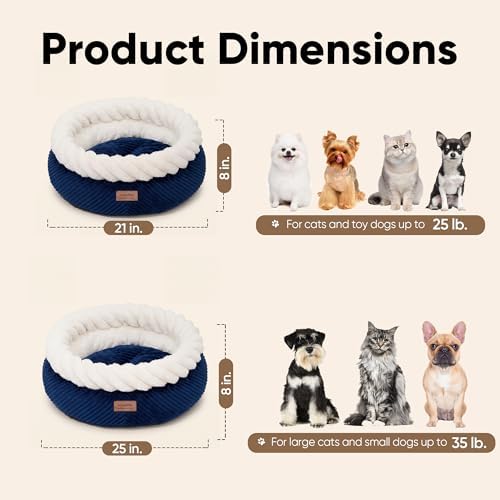 FUKUMARU Cute Round Cat Bed, Calming Donut Small Dog Beds, Washable - Image 6