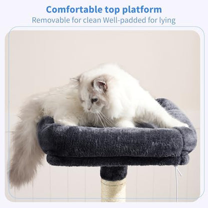 Heybly Cat Tree with Toy, 43.3 inch Cat Tower for Indoor Cats HCT004SG - Image 2