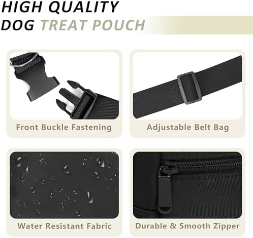 Puppy Dog Treat Pouches for Pet Training Treat Bag, Dog Walking Fanny Pack with Carabiner, Built-in Poop Bag Dispenser & Reuse Dog Poop Holder, Puppy Pet Treat Waist Belt (Black) - Image 5
