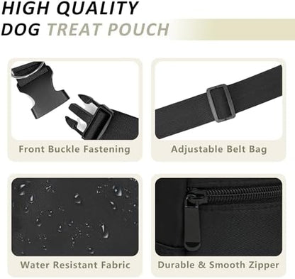 Puppy Dog Treat Pouches for Pet Training Treat Bag, Dog Walking Fanny Pack with Carabiner, Built-in Poop Bag Dispenser & Reuse Dog Poop Holder, Puppy Pet Treat Waist Belt (Black) - Image 5