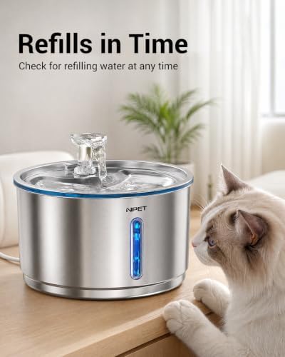 NPET Cat Water Fountain Stainless Steel 1Gal/135oz Automatic Pet Fountain - Image 5