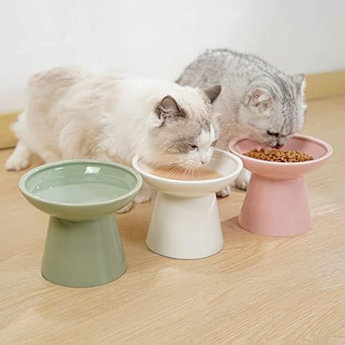 CEEFU 2-Pack Extra Wide Elevated Ceramic 6.2" Shallow Cat Food Bowls - Image 5