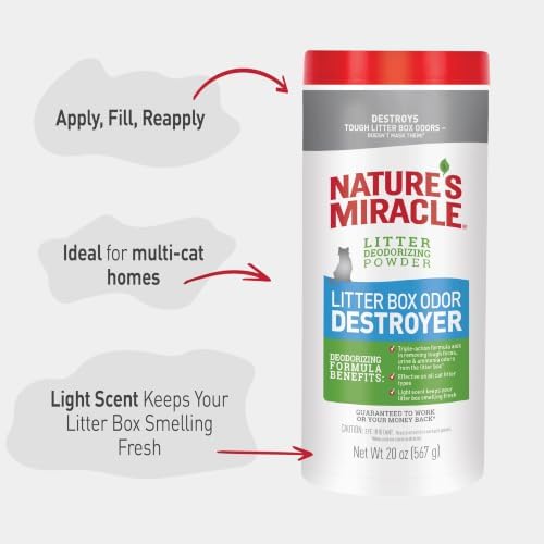 Nature's Miracle Cat Litter Box Odor Deodorizer Powder, 20 oz - Image 6