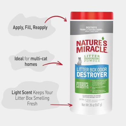 Nature's Miracle Cat Litter Box Odor Deodorizer Powder, 20 oz - Image 6