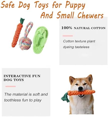 3PCS Natural Cotton Rope Toys for Small Dogs and Puppies, Dog Dental Care Chew Toys for Teething, Anxiety Relief,Helps Clean Teeth & Prevent Furniture Destruction(Slipper Set) - Image 4