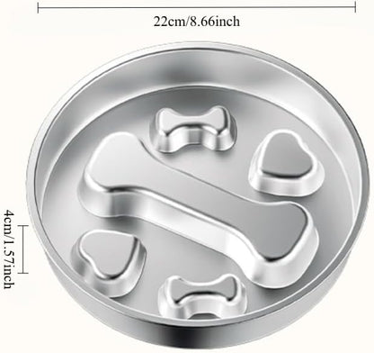 Slow Feeder Dog Bowl Stainless Steel Dog Slow Feeder Food Bowl, Metal Non-Slip Lick Plate,Puppy or Cat Food Holder,Pet Supplies,Puzzle Maze Dish for Small & Medium Sized Breeds (Cat Paw)