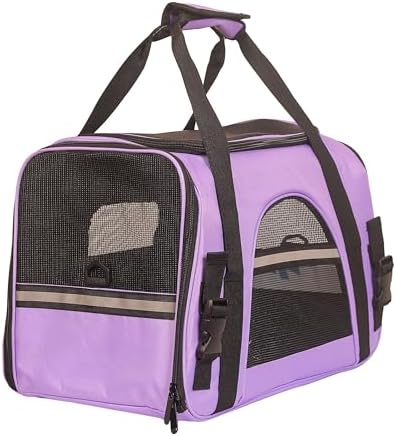 Purple Soft-Sided Cat Carrier, Airline Approved Cat and Dog Carrier Travel Bag with Mesh Windows, Cat Carrying Case Up to 15 Lbs (Purple, Small) by YHSHYZH