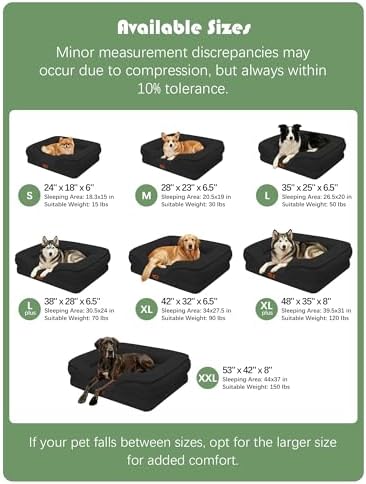 Spotted Play Orthopedic Dog Bed with Sides - Sofa Beds for Medium Dogs, Supportive Foam Pet Couch Bed with Washable Removable Cover, Waterproof Lining and Non-Slip Bottom, Black - M - Image 7
