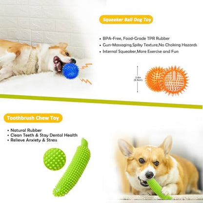 Aipper Dog Toys 25 Pack for Fun and Teeth Cleaning, Puppy Chew Toys Pack with Squeak Plush Toy,Squeaky Toy Balls,Tug of War and Rope Toys for Puppy to Small Dogs - Image 3