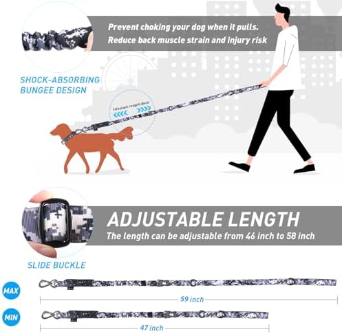 Hotsky Tactical Bungee Shock Absorbing No Pull Strong Dog Leash,ACU,4-6FT - Image 6