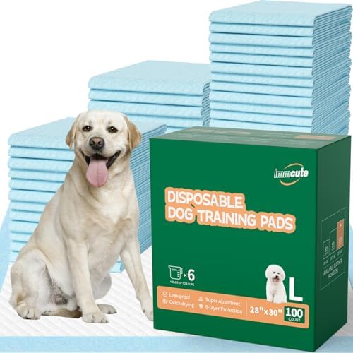 100 Count Large Dog & Cat Puppy Pee Pads - 28"x30" Absorbent Potty Training Pads | Leakproof Quick-Dry Disposable Pet Pads for Puppies, Dogs & Cats | Indoor, Outdoor, Litter Box, Housebreaking Use by IMMCUTE
