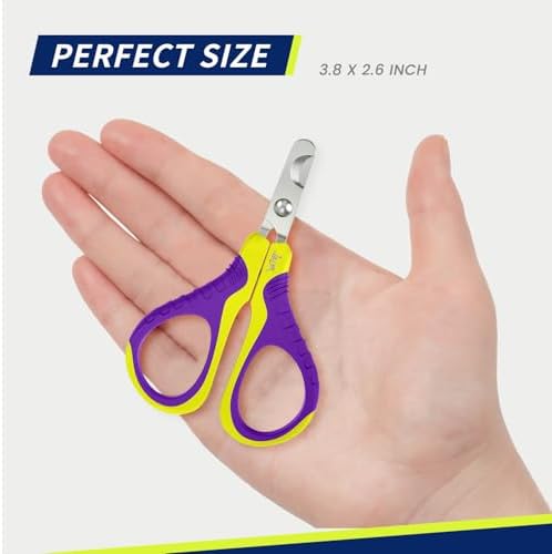 WePet Pet Nail Clippers U07.1, Professional Claw Trimmer, Bended Scissor Special for Cats, Kittens, Dogs, Puppies, Small Animals, Yellow/Purple - Image 2