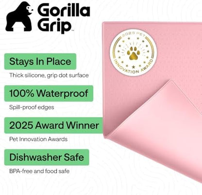 GORILLA GRIP Dog Food Mat, 100% Waterproof Silicone, 26x17 Light Pink - Image 2