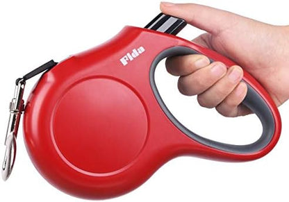 Fida Retractable Dog Leash, 16ft Heavy Duty Pet Walking Leash for X-Small/Small/Medium/Large Dog or Cat up to 110 lbs, Tangle-Free. One-Hand Brake (Large, Red) by Fida