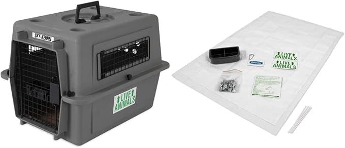 Petmate Sky Kennel Pet Carrier, 21 Inch & 290300 Kennel Travel Kit for Pets