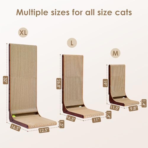 EHEYCIGA Cardboard Cat Scratcher for Indoor Cats, 26.8 Inch, Dark Brown - Image 6