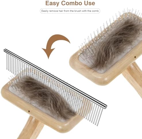 Pet Brush & Comb for Shedding and Grooming, Dog Brush for Long and Short Haired Dogs, Deshedding Tool Removes Undercoat Tangles & Loose Fur - Image 6