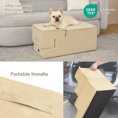 EHEYCIGA Dog Stairs for High Bed 22.5" H, 5-Step Dog Steps, Graige - Image 5