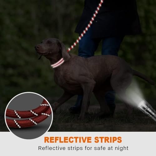 Taglory Rope Dog Leash for Medium Large Dogs, 5 FT Padded Handle, Red - Image 5