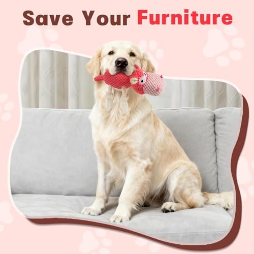 TOOPTATE Hippo Squeaky Dog Toy, Pink, Medium - Image 6