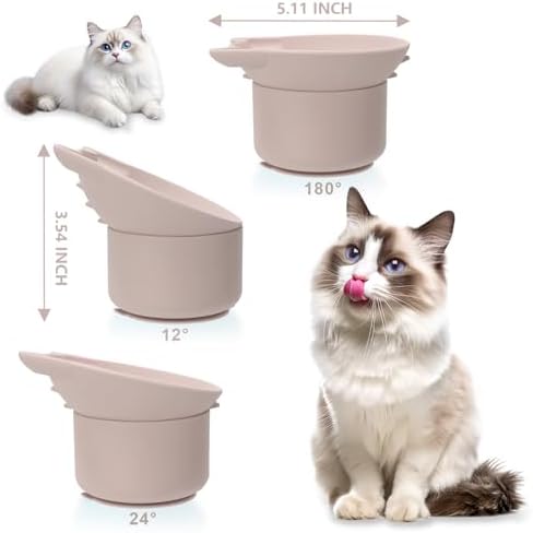 Silicone Cat Slow Feeder, Elevated Slow Feeder Bowl Tilt Design, Suitable for Dry and Wet Food, Adjustable Angle, Cat Food Puzzle with Suction Cup(Pink) - Image 2