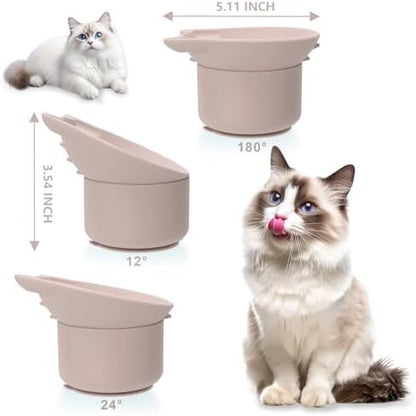 Silicone Cat Slow Feeder, Elevated Slow Feeder Bowl Tilt Design, Suitable for Dry and Wet Food, Adjustable Angle, Cat Food Puzzle with Suction Cup(Pink) - Image 2
