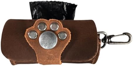 Taco Dog, Paw Poop Bag Pouch Handmade from Full Grain Leather - Convenient Carrier, Clips onto Leash, Dispenser, Easy Cleanup When Walking - Bourbon Brown - Image 6