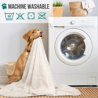 PetAmi Soft Plush Sherpa Dog Blanket for Pet Cat, Large 40x60, Beige - Image 6