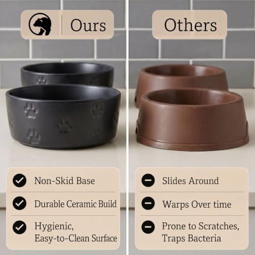 Ceramic Dog Bowl Set of 2 with Anti-Skid Base 7.5" W x 3" H, 6 Cup Capacity - Image 5