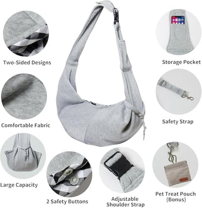CONLI Small Dog Carrier Sling with Adjustable Strap & Dual Safety - Features Storage Pocket & Detachable Treat Pouch, Hands-Free Pet Sling for Chihuahuas, Yorkies Under 12lbs for Walking, Hiking - Image 4