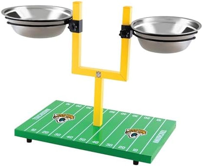 NFL Jacksonville Jaguars Goalpost Football Field Dog Feeder – Adjustable Elevated Dog Bowls with Stand, 2 Stainless Steel Bowls, Non-Slip Rubber Feet, Raised Pet Feeder for Large & Small Dogs, Cats. - Image 4