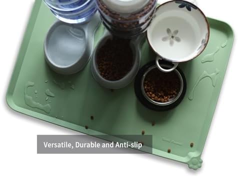 Hoki Found X-Large Silicone Pet Feeding Mats - Non Slip Dog Cat Bowl Mats - Waterproof for Carpet - Jade - Image 4