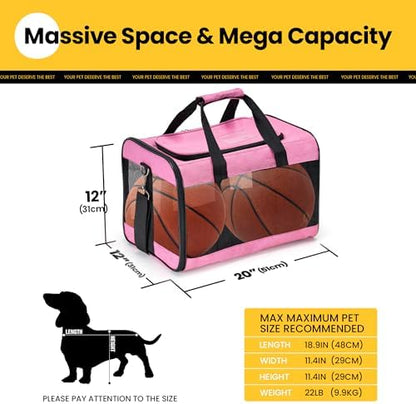 Conlun Dog Carrier Soft Sided, Large Cat Carrier up to 20 Lbs,Pink L - Image 2