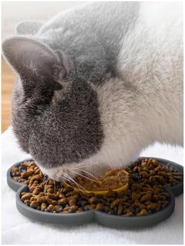 QWINEE Lick Mat for Dogs Cats Flower Shaped Pet Slow Feeder Dog Cat Puppy Bowl Lick Pad for Dog Fun Alternative to Slow Down Eat for Small Medium Large Dogs Grey One-Size - Image 6