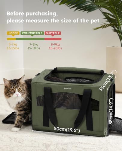 Pecute Cat Carrier Stable, Pet Carrier with Privacy Partition,Green - Image 2