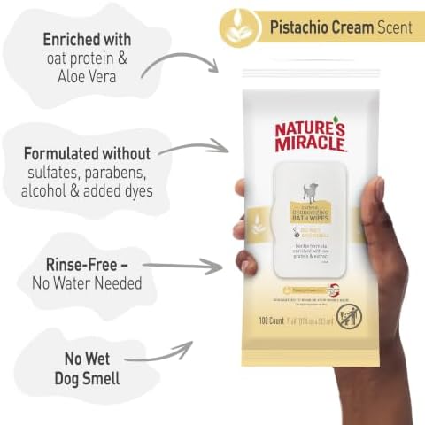 Nature’s Miracle Oatmeal Deodorizing Bath Wipes, 100 Count, Tub-Free Bath Wipes for Dogs Deodorize, Freshen and Condition Coat, Soothing Wipes Help Reduce Itching, with Oat Protein and Aloe Vera - Image 6