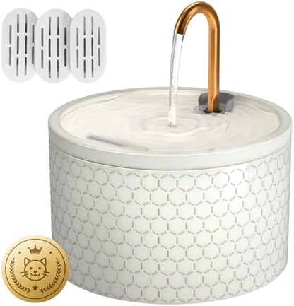 DOOOB Ceramic Cat Water Fountain, 2.1L/71oz Cat Fountain by dooob