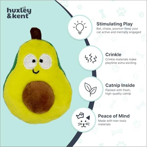 Huxley & Kent Plush Crinkle Catnip Cat Toy, Avocado, Small - Image 4