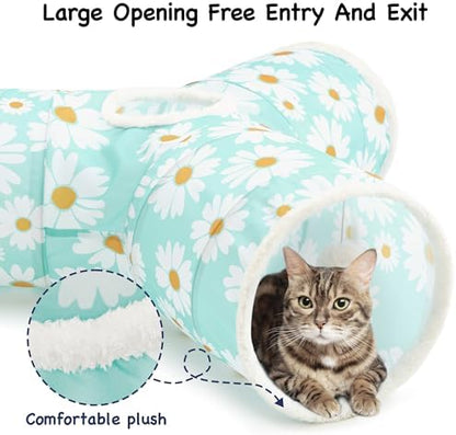 Tempcore Cat Tunnel, 3-Way Collapsible Toy for Indoor Cats, Daisy Blue - Image 4