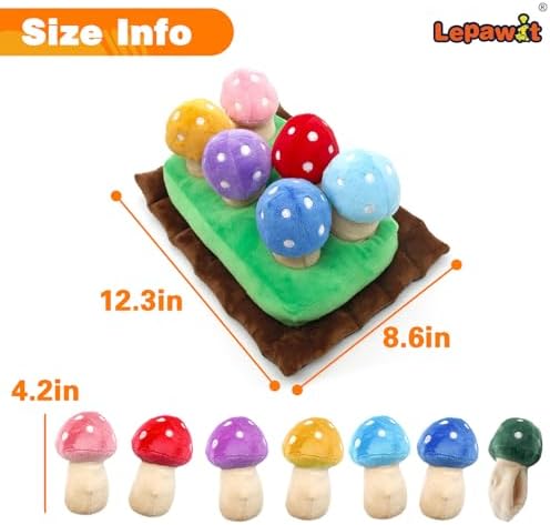 Hide and Seek Dog Toys, Squeaky Interactive Puzzle Dog Toys for Boredom and Stimulation, Dog Enrichment Toys for Small and Medium Dogs (Mushrooms, Pack of 7) - Image 6