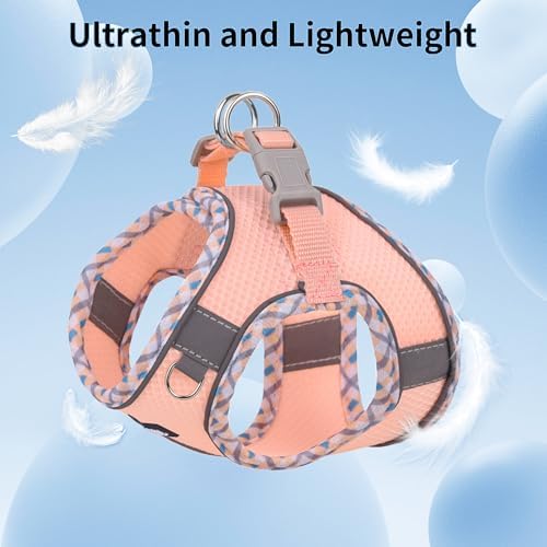 AIITLE Tiny Dog Harness and Leash Set, Step-in Vest for Puppy, Pink XXXS - Image 2