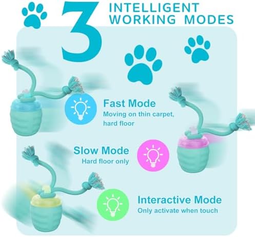 Interactive Dog Toy, [Newly Upgraded] Motion Activated Rolling Squeaky Ball for Medium/Large Dogs, Automatic Moving Dogs Ball for Boredom, USB Rechargeable(Cyan) - Image 3