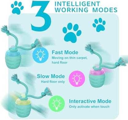 Interactive Dog Toy, [Newly Upgraded] Motion Activated Rolling Squeaky Ball for Medium/Large Dogs, Automatic Moving Dogs Ball for Boredom, USB Rechargeable(Cyan) - Image 3