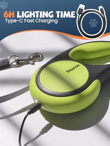 Retractable Dog Leash with LED Flashlight, Douexio Upgrade 3 in 1 Dog Leash Retractable for Small Medium Dogs Up to 66 lbs, 16ft, Anti-Slip Handle (Black-Green) - Image 5