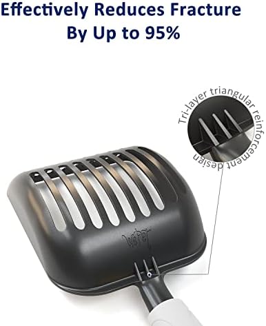 WePet Cat Litter Scoop, Non-Stick Plated Aluminum Alloy Sifter, Kitty Durable Metal Scooper, Deep Shovel, Long Handle, Kitten Pooper Lifter, Size Medium, Coated Black Body with Grey Handle - Image 2