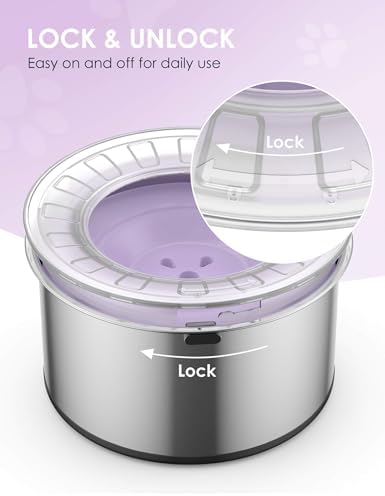 Heouvo 1 Gallon No Spill Dog Water Bowl with Slow Drinking Disk(Purple) - Image 6