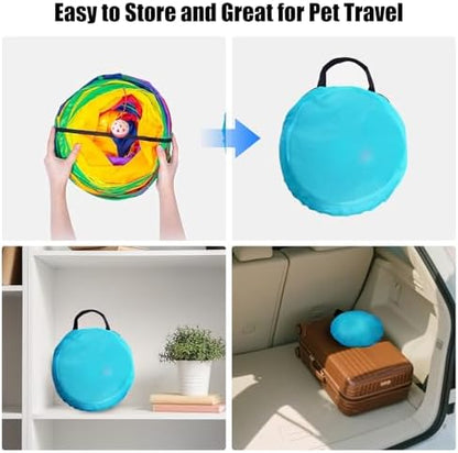 Bemodst S-Type Cat Tunnel, 2 Way/3 Way/4 Way/5 Way Collapsible S-Shape Small Animal Tubes Kitty Tunnels Interactive Maze House Toy with Storage Bag for Kitten Puppy Rabbit Guinea Pig (Rainbow-5 Way) - Image 7