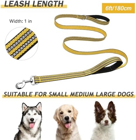 Hikiko 6FT Dog Leash with 2 Padded Handles Reflective,Yellow - Image 6