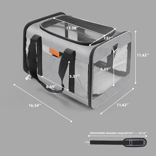 YUNIQUE Soft-Sided Cat & Dog Carrier for Pets Up to 15 Lbs, Airline Approved Collapsible Travel Puppy Carrier with Lightweight Fabric Design (Grey) - Image 2