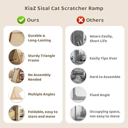 XiaZ Cat Scratcher, 23" Sisal Cats Scratching Board with 5 Adjustable Heights, No Assembly Required, Foldable Cat Scratchers for Indoor Cats and Kittens, Ready to Use - Image 5